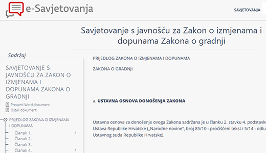 eSavjetovanje za Zakon o izmjenama i dopunama Zakona o gradnji